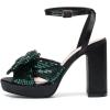 imageAmoji Womens 4 Inch Block Sequin Platform Heels Bowknot Ankle Strap Heeled Sandal Wedding F4304Sequinblackgreen