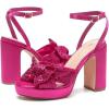 imageAmoji Womens 4 Inch Block Sequin Platform Heels Bowknot Ankle Strap Heeled Sandal Wedding F4304Sequinfuchsia