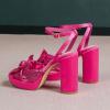 imageAmoji Womens 4 Inch Block Sequin Platform Heels Bowknot Ankle Strap Heeled Sandal Wedding F4304Sequinfuchsia