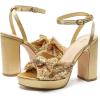 imageAmoji Womens 4 Inch Block Sequin Platform Heels Bowknot Ankle Strap Heeled Sandal Wedding F4304Sequingold