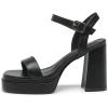 imageAmoji Womens 4 Inch Platform Chunky Heel Ankle Strap Block Heeled Sandals 311Blackpu
