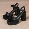 imageAmoji Womens 4 Inch Platform Chunky Heel Ankle Strap Block Heeled Sandals 311Blackpu