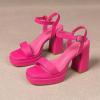 imageAmoji Womens 4 Inch Platform Chunky Heel Ankle Strap Block Heeled Sandals 311Fuchsiapu