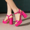 imageAmoji Womens 4 Inch Platform Chunky Heel Ankle Strap Block Heeled Sandals 311Fuchsiapu