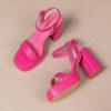 imageAmoji Womens 4 Inch Platform Chunky Heel Ankle Strap Block Heeled Sandals 311Fuchsiapu