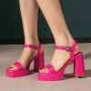 imageAmoji Womens 4 Inch Platform Chunky Heel Ankle Strap Block Heeled Sandals 311Fuchsiapu