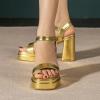 imageAmoji Womens 4 Inch Platform Chunky Heel Ankle Strap Block Heeled Sandals 311Goldpu