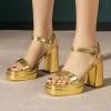 imageAmoji Womens 4 Inch Platform Chunky Heel Ankle Strap Block Heeled Sandals 311Goldpu
