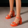 imageAmoji Womens 4 Inch Platform Chunky Heel Ankle Strap Block Heeled Sandals 311Orangepu