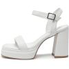 imageAmoji Womens 4 Inch Platform Chunky Heel Ankle Strap Block Heeled Sandals 311Whitepu