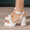 imageAmoji Womens 4 Inch Platform Chunky Heel Ankle Strap Block Heeled Sandals 311Whitepu