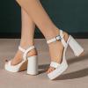 imageAmoji Womens 4 Inch Platform Chunky Heel Ankle Strap Block Heeled Sandals 311Whitepu