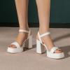 imageAmoji Womens 4 Inch Platform Chunky Heel Ankle Strap Block Heeled Sandals 311Whitepu
