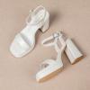 imageAmoji Womens 4 Inch Platform Chunky Heel Ankle Strap Block Heeled Sandals 311Whitepu