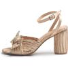 imageAmoji Womens Satin Block Heeled 3 Inch4 Inch Sandal Bowknot Pleated Ankle Strap for Wedding Party Dress Shoes 30237inchsatinchampagne