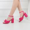 imageAmoji Womens Satin Block Heeled 3 Inch4 Inch Sandal Bowknot Pleated Ankle Strap for Wedding Party Dress Shoes 30237inchsatinfuchsia