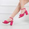 imageAmoji Womens Satin Block Heeled 3 Inch4 Inch Sandal Bowknot Pleated Ankle Strap for Wedding Party Dress Shoes 30237inchsatinfuchsia