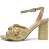 imageAmoji Womens Satin Block Heeled 3 Inch4 Inch Sandal Bowknot Pleated Ankle Strap for Wedding Party Dress Shoes 30237inchsatinshinygold