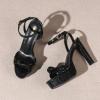 imageWomens Block Heels 4 Inch Platform Braid Knot Ankle Strap Lady Heeled Sandals FZ3194inchpublack