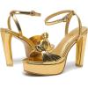 imageWomens Block Heels 4 Inch Platform Braid Knot Ankle Strap Lady Heeled Sandals FZ3194inchpugold