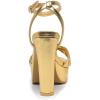 imageWomens Block Heels 4 Inch Platform Braid Knot Ankle Strap Lady Heeled Sandals FZ3194inchpugold