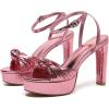 imageWomens Block Heels 4 Inch Platform Braid Knot Ankle Strap Lady Heeled Sandals FZ3194inchpupink