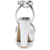 imageWomens Block Heels 4 Inch Platform Braid Knot Ankle Strap Lady Heeled Sandals FZ3194inchpusilver