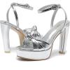 imageWomens Block Heels 4 Inch Platform Braid Knot Ankle Strap Lady Heeled Sandals FZ3194inchpusilver