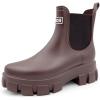 imageAmoji Unisex Ankle Chelsea Rain Platform Rubber Waterproof Boots 917Brown