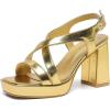 imageAmoji Women 4 Inch Block Heels Platform Cross Strap Chunky Heeled Sandals 3184inchpugold