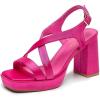 imageAmoji Women 4 Inch Block Heels Platform Cross Strap Chunky Heeled Sandals 3184inchpurose