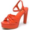 imageAmoji Women 4 Inch Block Platform Heels Braid Knot Lady Heeled Sandals FZ3224inchpuorange
