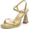 imageAmoji Women 4 Inches Heels Lady Platform Heeled Sandals Ankle Strap FZ323323gold