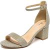 imageAmoji Womens 25 Inch Low Heel Ankle Strap Dressy Sandals 301Goldglitter