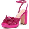 imageAmoji Womens 4 Inch Block Sequin Platform Heels Bowknot Ankle Strap Heeled Sandal Wedding F4304Sequinfuchsia