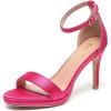 imageAmoji Womens 4 Inch Heels Wide Width Strappy Dress Sandals With Ankle Strap 324WFuchsiasatin