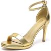 imageAmoji Womens 4 Inch Heels Wide Width Strappy Dress Sandals With Ankle Strap 324WGold