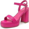 imageAmoji Womens 4 Inch Platform Chunky Heel Ankle Strap Block Heeled Sandals 311Fuchsiapu
