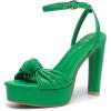 imageWomens Block Heels 4 Inch Platform Braid Knot Ankle Strap Lady Heeled Sandals FZ3194inchpugreen