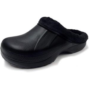 imageAmoji Fur Lined Clogs Fleece Garden Slippers House Home Winter Clogs ShoesBlack
