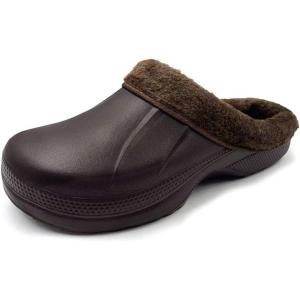 imageAmoji Fur Lined Clogs Fleece Garden Slippers House Home Winter Clogs ShoesBrown