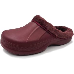 imageAmoji Fur Lined Clogs Fleece Garden Slippers House Home Winter Clogs ShoesBurgundy