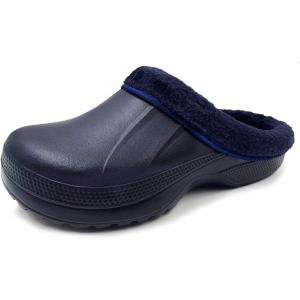 imageAmoji Fur Lined Clogs Fleece Garden Slippers House Home Winter Clogs ShoesNavy