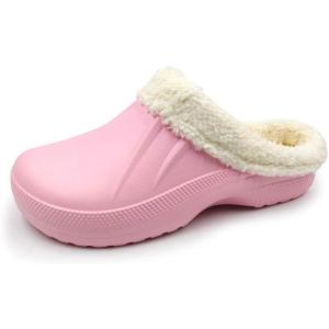 imageAmoji Fur Lined Clogs Fleece Garden Slippers House Home Winter Clogs ShoesPink