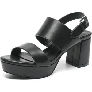 imageAmoji Women 3 Inch Block Heels Platform Strap Chunky Heeled Sandals 3283inchpublack