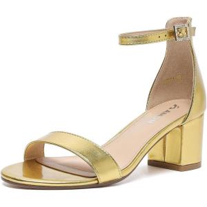 imageAmoji Womens 25 Inch Low Heel Ankle Strap Dressy Sandals 301Goldpu