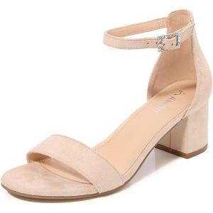 imageAmoji Womens 25 Inch Low Heel Ankle Strap Dressy Sandals 301Nudenubuck