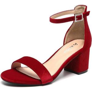 imageAmoji Womens 25 Inch Low Heel Ankle Strap Dressy Sandals 301Velvetred