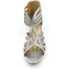 imageAmoji Girl Dress Sandals Girl Sparkly High Heels Kid Flower Wedding Princess Shoes Silver KID421 Size 4 Big Kid