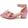 imageAmoji Girls High Heels Kid Ankle Strap Dress Shoes Wedding Party for Little Kid Big Kid 412417pink